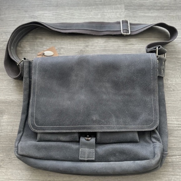 David King & Co. Other - David King & Co. North South Laptop Messenger bag Dark Grey Suede Leather Men's